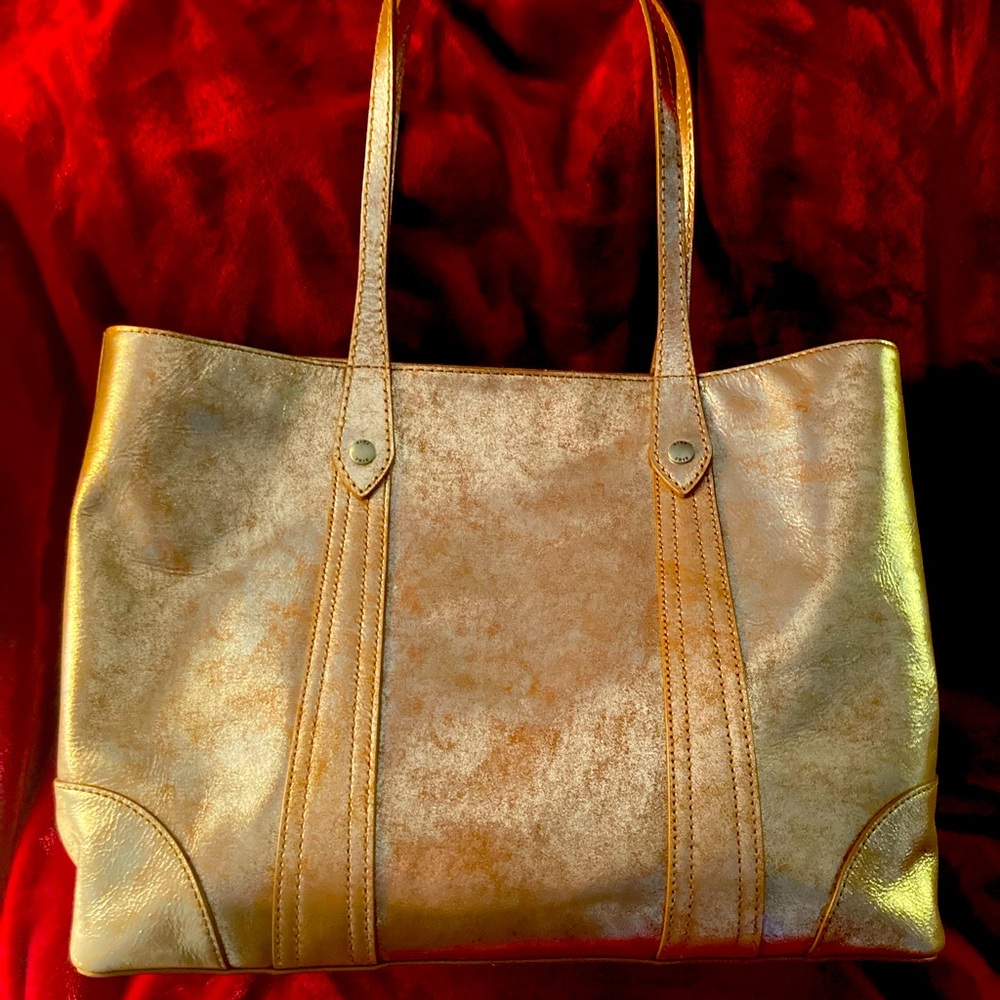 Frye tote bag.  Gold.